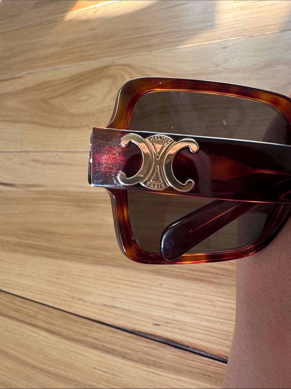 Celine Tortoiseshell Square Sunglasses with Gold Accent - Picture 3 of 7